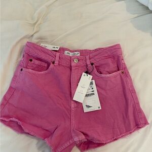 Zara Pink Jean Shorts High-Waisted Cutoff